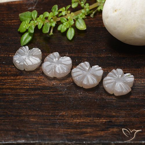 3.99ctw Naturale Marrone Caramello Chiaro Pietra di luna, Taglio a fiore, Traslucido
