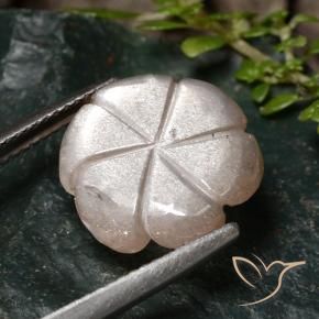 Pietra di luna Marrone Molto Chiaro naturale da 5.24 ct, Taglio a fiore, Traslucido