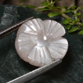 Pietra di luna marrone molto chiaro naturale da 6,52 ct, taglio fiore, traslucido