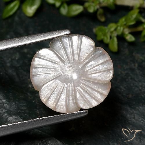 2.46ct Naturale Marrone Chiaro Di Arachidi Pietra di luna, Taglio a fiore, Traslucido