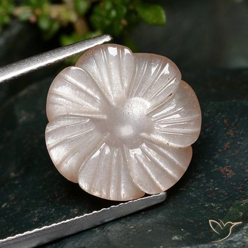 7.28ct Naturale Pesca Pietra di luna, Taglio a fiore, Traslucido