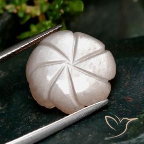 Pietra di luna Pesca naturale da 7.28 ct, Taglio a fiore, Traslucido