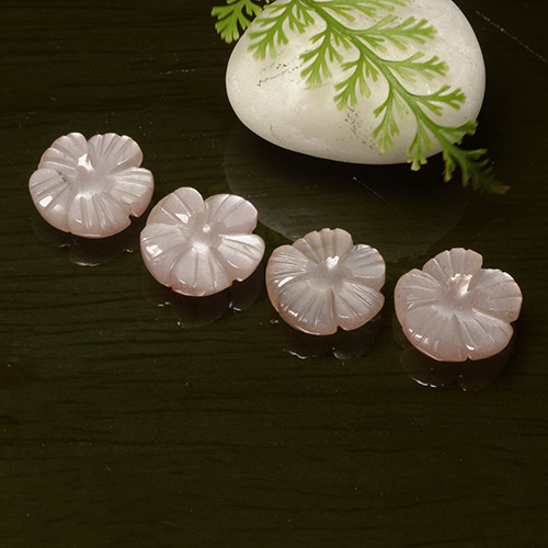 Pietra di luna naturale rosa da 11,62 ct, taglio fiore, traslucido