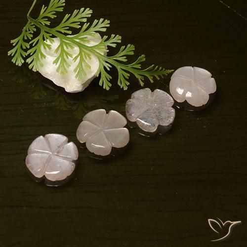 Gemme di Pietra di luna Pesca naturale da 5.24 ct, Taglio a fiore, Traslucido