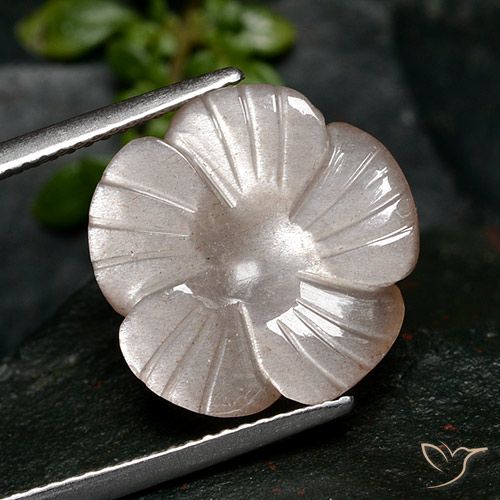 7.28ct Naturale Rosa Molto Chiaro Pietra di luna, Taglio a fiore, Traslucido