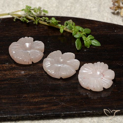 10.07ctw Naturale Rosa Molto Chiaro Pietra di luna, Taglio a fiore, Traslucido