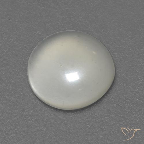 Pietra di luna naturale bianco da 0,76 ct, taglio rotondo, trasparente