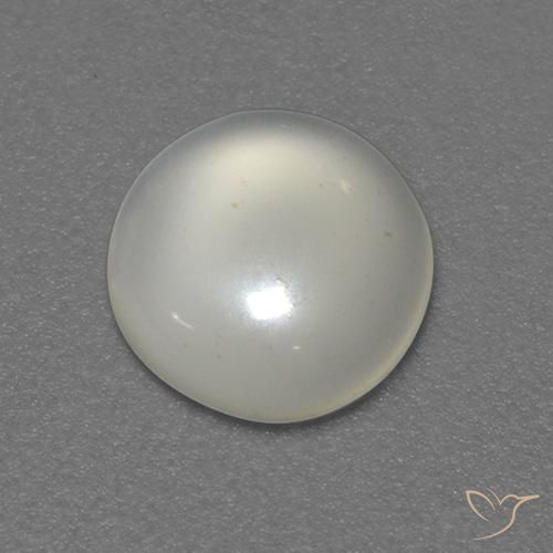Pietra di luna naturale bianco da 0,76 ct, taglio rotondo, trasparente