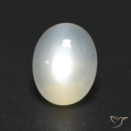 Pietra di luna Bianco traslucido naturale da 1.65 ct, Ovale, Trasparente
