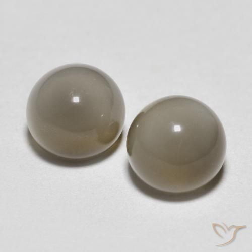1.12ctw Naturale Grigio molto chiaro Pietra di luna, Rotondo, Traslucido