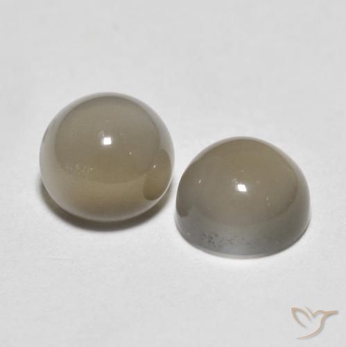 Gemme di Pietra di luna Grigio molto chiaro naturale da 1.12 ct, Rotondo, Traslucido