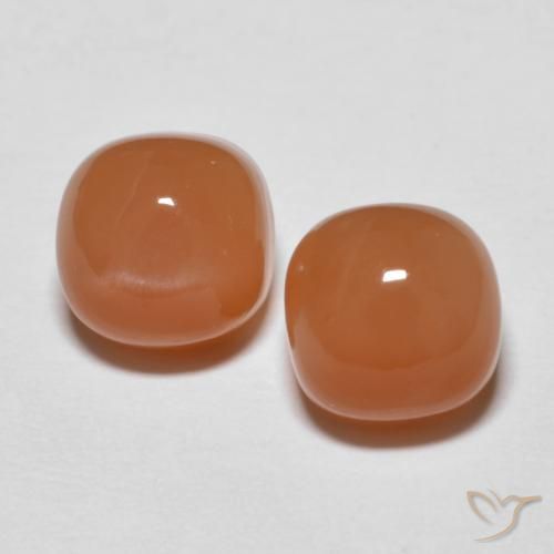2.74ctw Naturale Arancione rossastra Pietra di luna, Cuscino, Opaco