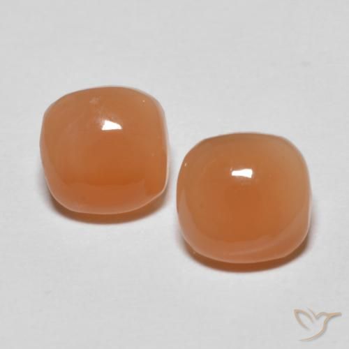 1.58ctw Naturale Arancione chiaro Pietra di luna, Cuscino, Traslucido