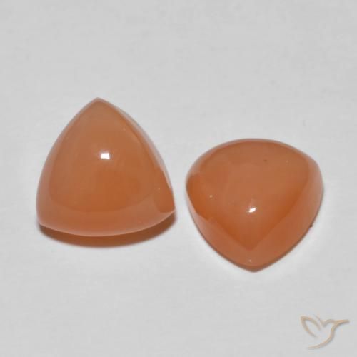 Gemme di Pietra di luna Arancio rossastro chiaro naturale da 4.02 ct, Taglio trillion, Traslucido