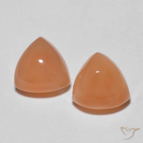 3.99ctw Naturale Arancio rossastro chiaro Pietra di luna, Taglio trillion, Traslucido