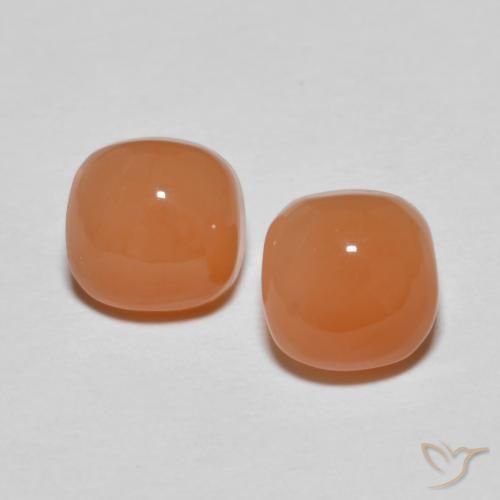 2.15ctw Naturale Arancione chiaro Pietra di luna, Cuscino, Traslucido