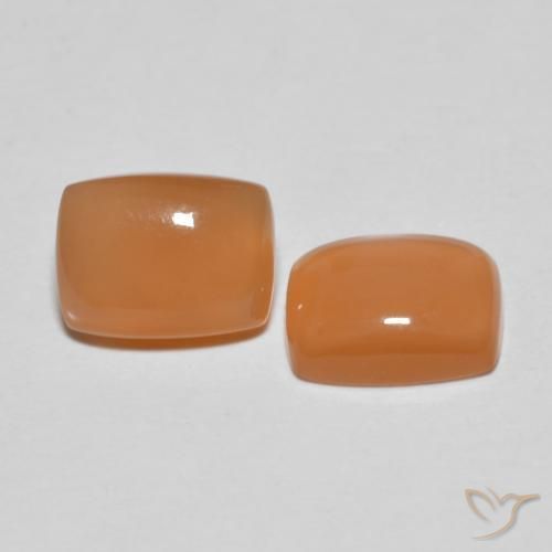2.68ctw Naturale Medium Light-Orange Pietra di luna, Cuscino, Traslucido