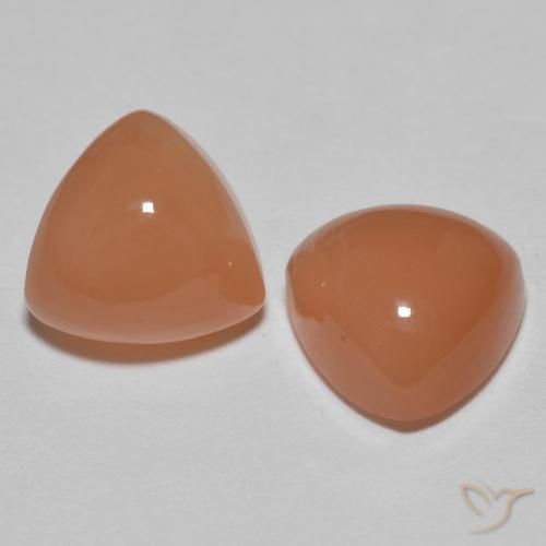 Gemme di Pietra di luna pesca profonda naturale da 4.06 ct, Taglio trillion, Traslucido