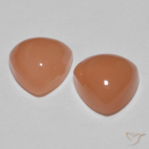 Gemme di Pietra di luna pesca profonda naturale da 4.06 ct, Taglio trillion, Traslucido
