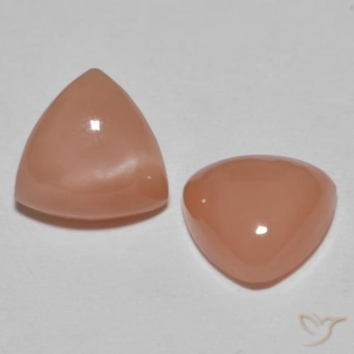 Gemme di Pietra di luna Pinkish Peach naturale da 3.52 ct, Taglio trillion, Opaco