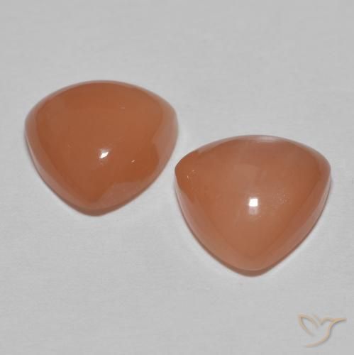 Gemme di Pietra di luna pesca profonda naturale da 3.21 ct, Taglio trillion, Traslucido