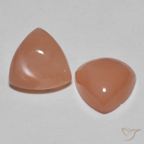 Gemme di Pietra di luna pesca profonda naturale da 3.23 ct, Taglio trillion, Traslucido