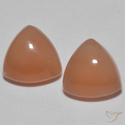 3.10ctw Naturale Arancio Medio Pietra di luna, Taglio trillion, Traslucido
