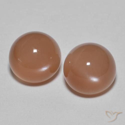 3.09ctw Naturale Arancio Medio Pietra di luna, Rotondo, Traslucido