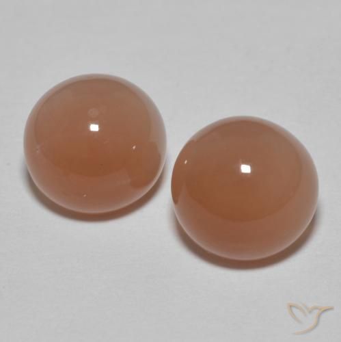 2.92ctw Naturale Pesca brunastra Pietra di luna, Rotondo, Traslucido