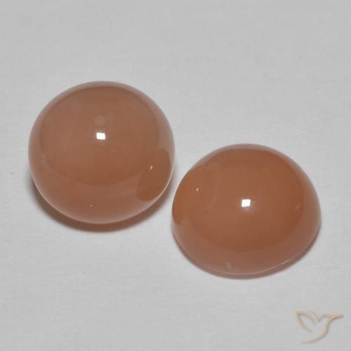 Gemme di Pietra di luna Pesca brunastra naturale da 2.92 ct, Rotondo, Traslucido