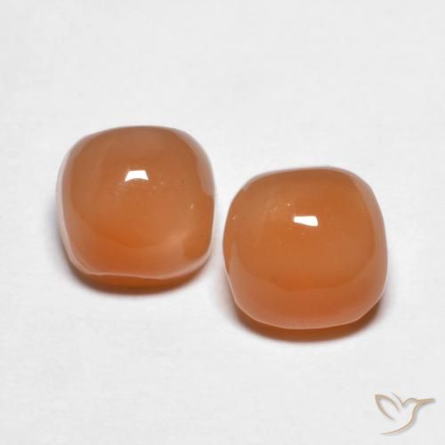 2.40ctw Naturale Arancia Albicocca tiepida Warm Pietra di luna, Cuscino, Traslucido