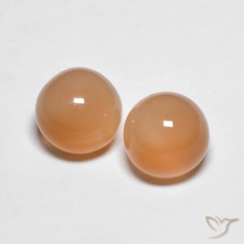 3.28ctw Naturale Medium Light-Orange Pietra di luna, Rotondo, Trasparente