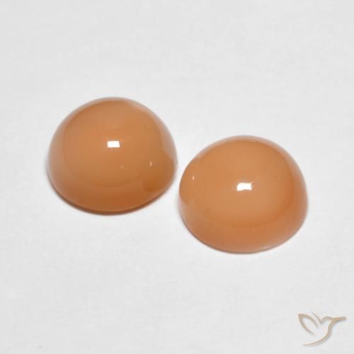 Gemme di Pietra di luna Cantalupo Arancia naturale da 3.22 ct, Rotondo, Trasparente