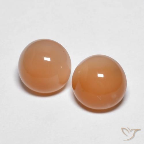 2.74ctw Naturale Medium Light-Orange Pietra di luna, Rotondo, Trasparente