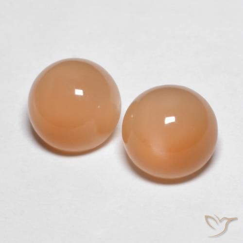 3.04ctw Naturale Cantalupo Arancia Pietra di luna, Rotondo, Trasparente
