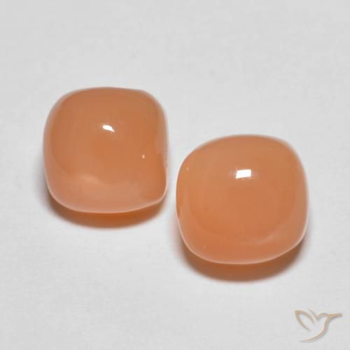 3.97ctw Naturale Arancio Medio Pietra di luna, Cuscino, Trasparente