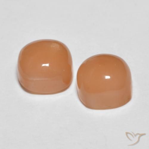 Gemme di Pietra di luna Cantalupo Arancia naturale da 3.98 ct, Cuscino, Traslucido