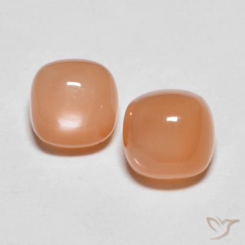 3.52ctw Naturale Arancio Medio Pietra di luna, Cuscino, Traslucido