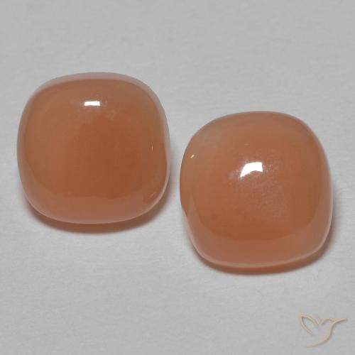 2.49ctw Naturale Arancio rossastro chiaro Pietra di luna, Cuscino, Traslucido