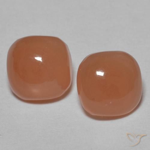 1.78ctw Naturale Pesca brunastra Pietra di luna, Cuscino, Traslucido