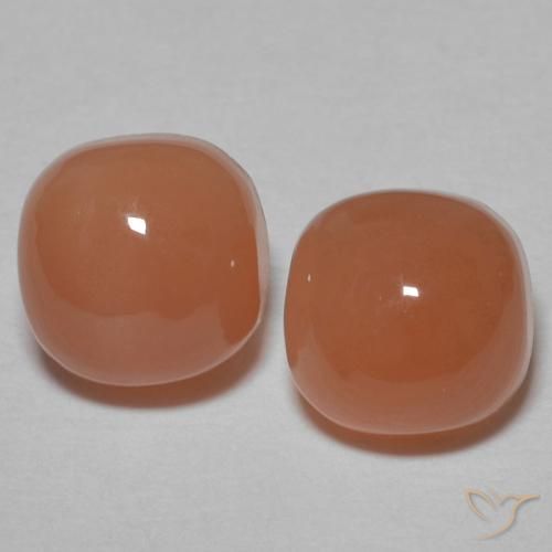 2.41ctw Naturale Pesca brunastra Pietra di luna, Cuscino, Traslucido