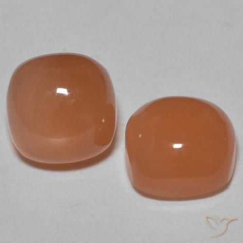 3.18ctw Naturale Pesca brunastra Pietra di luna, Cuscino, Traslucido