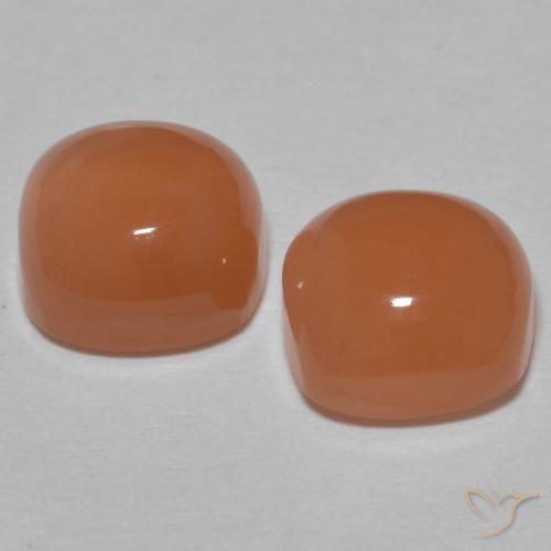 Gemme di Pietra di luna Pesca brunastra naturale da 3.18 ct, Cuscino, Traslucido