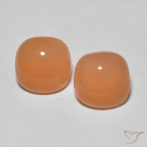 3.52ctw Naturale Arancio rossastro chiaro Pietra di luna, Cuscino, Traslucido