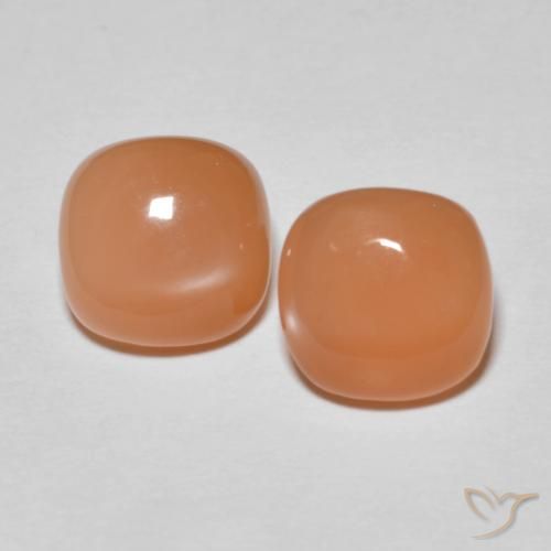 4.07ctw Naturale Arancione chiaro Pietra di luna, Cuscino, Traslucido