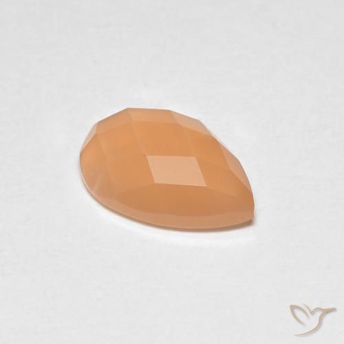 1.10ct Naturale Arancia Albicocca tiepida Warm Pietra di luna, Forma a pera, Trasparente