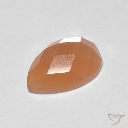 Pietra di luna Arancia Albicocca tiepida Warm naturale da 0.93 ct, Forma a pera, Trasparente