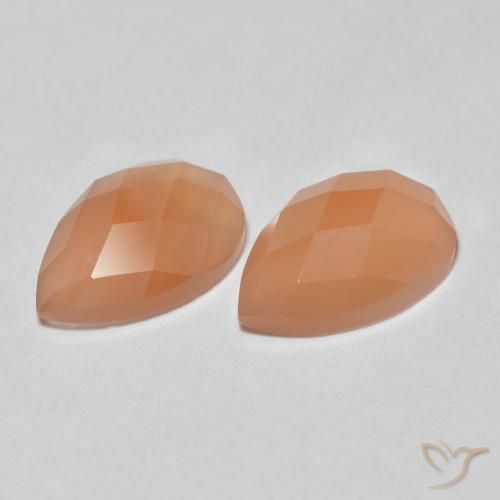 2.01ctw Naturale Cantalupo Arancia Pietra di luna, Forma a pera, Trasparente