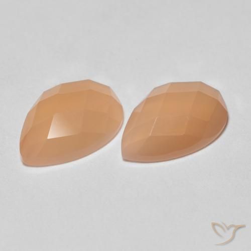 2.13ctw Naturale Medium Light-Orange Pietra di luna, Forma a pera, Trasparente