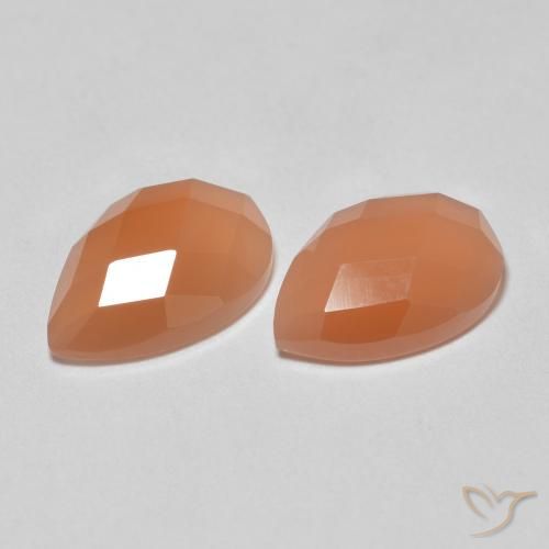 2.08ctw Naturale Arancione chiaro Pietra di luna, Forma a pera, Trasparente